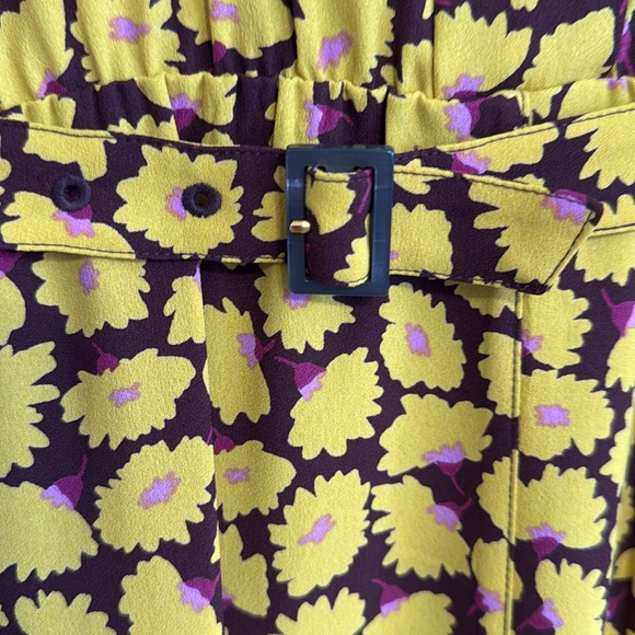 Kate Spade Sunny Bloom Yellow Floral Ruched-Front Shirt Dress 6 - Picture 10 of 12